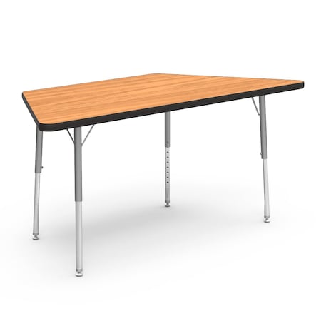 Virco 25.81 in. W, 60 in. L, 17-25 in. H, Medium Oak Top / Black Edge 48TRAP60LO